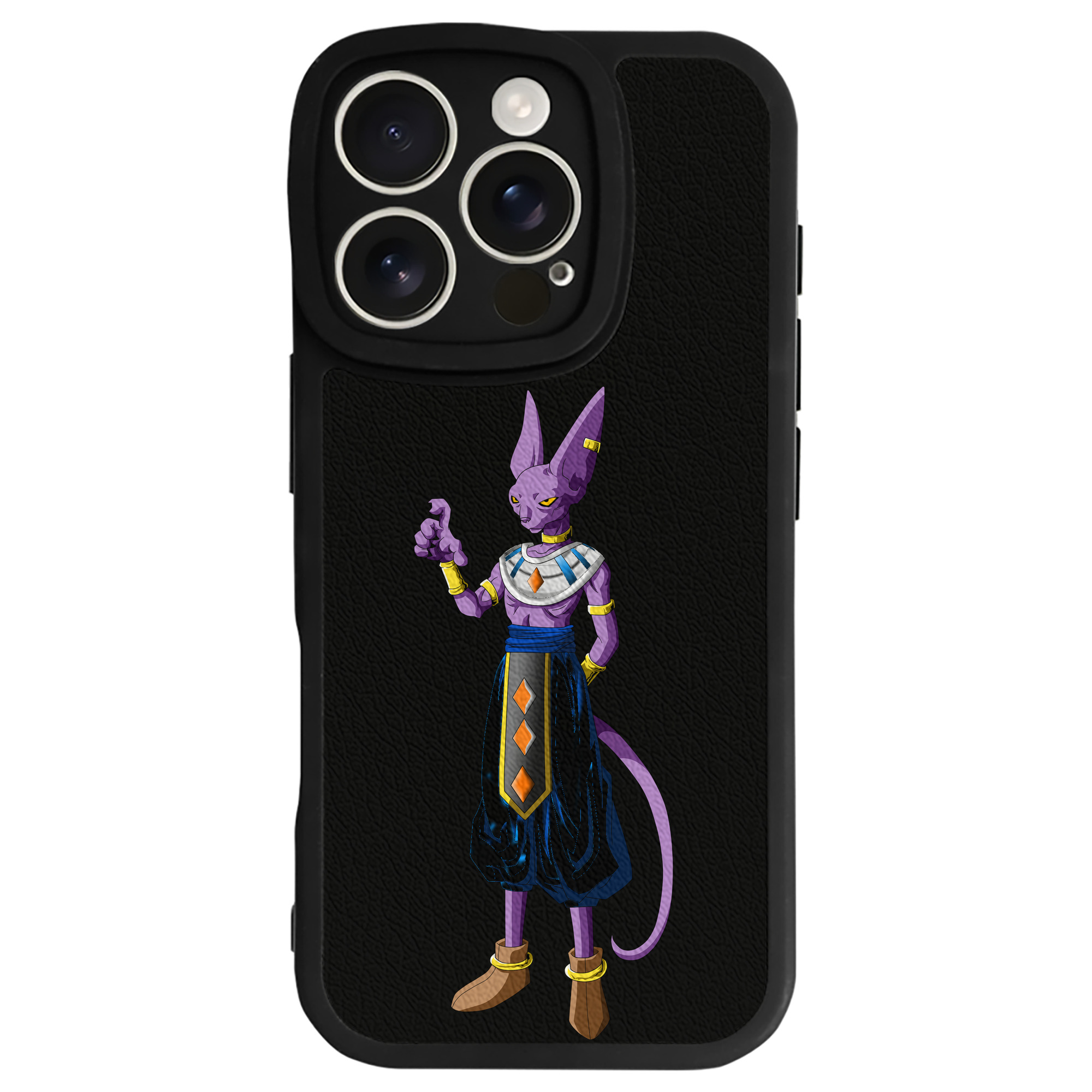 （画像用） ドラゴンボール ビルス 破壊神ビルス DRAGON BALL Beerus Birusu 【iPhone 16シリーズ対応】シリコンスマホケース（レザー調） 材質：シリコン